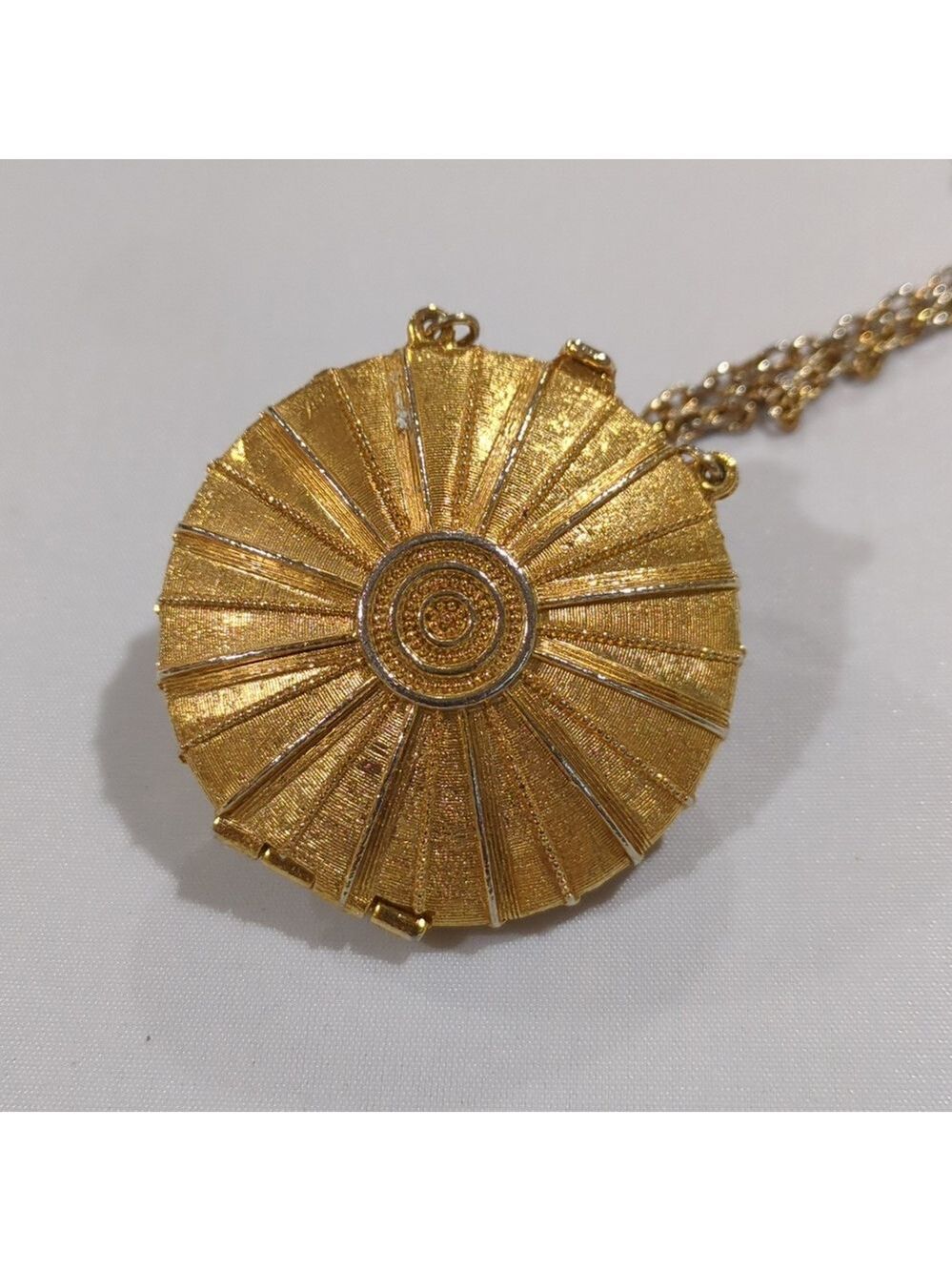 1973‎ Signed Estee Lauder Gold Empire Solid Perfume Vintage Pendant Necklace - Picture 7 of 12